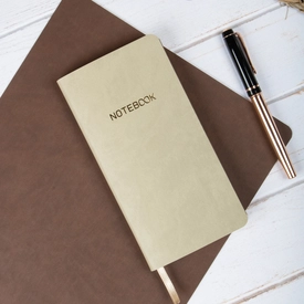 4016-KREM Vegan Deri 9x18 cm Esnek Kapak Defter - görsel 1
