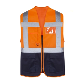 Mühendis Yeleği Neon Turuncu - Lacivert
